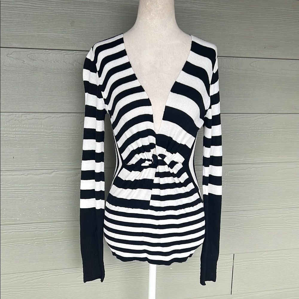 TOME Collective Striped Twist Front Sweater with Open Back